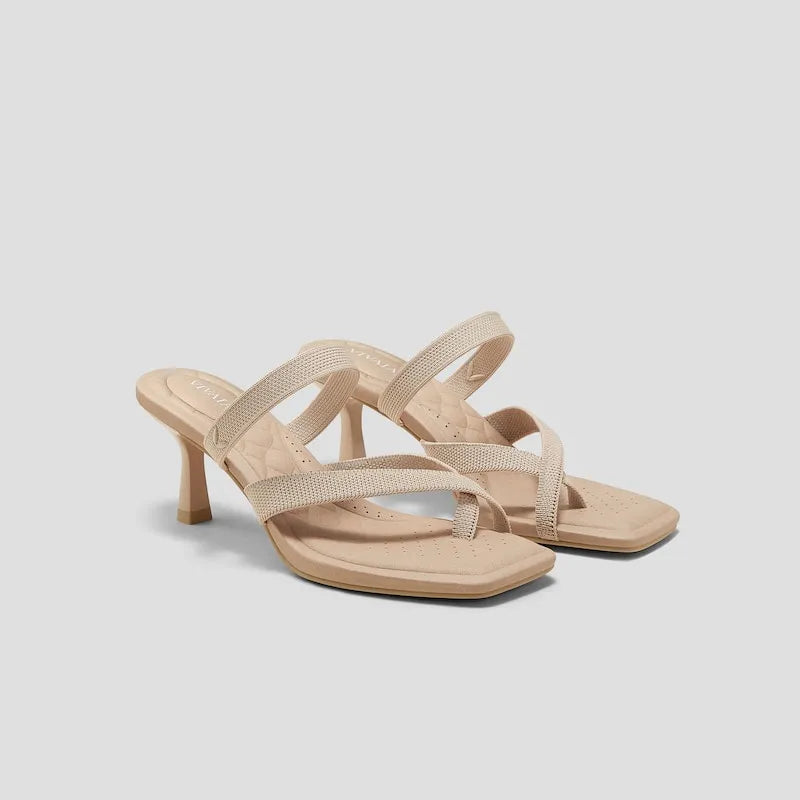 Square-Toe Mid Heel Strappy Sandals (Alina)