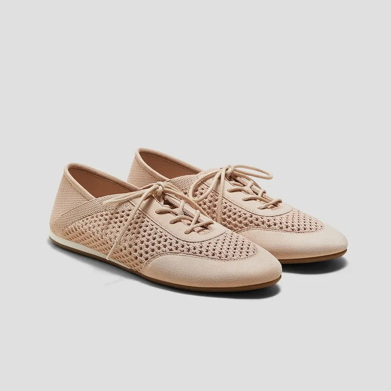 Round-Toe Lace-Up Mesh Sneakers (Yara)
