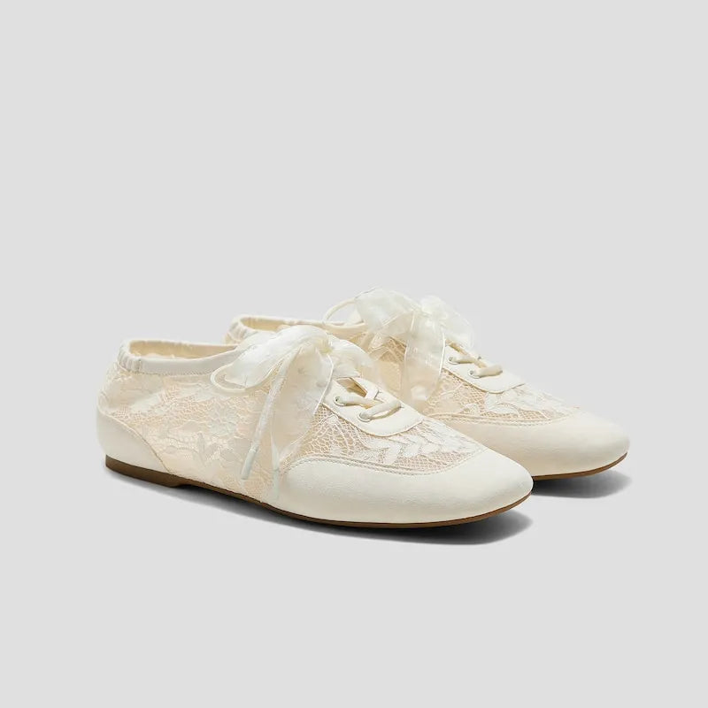 Square-Toe Lace-Up Sneakerinas (Cristina)