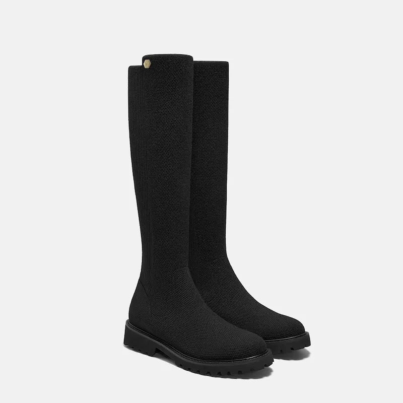 Round-Toe Stretchy Wool Knee-High Boots (Filipa)